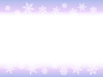 雪の結晶の紫色グラデーション上下フレーム飾り枠イラスト