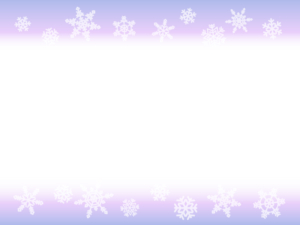 雪の結晶の紫色グラデーション上下フレーム飾り枠イラスト