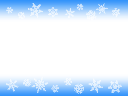 雪の結晶の青色グラデーション上下フレーム飾り枠イラスト