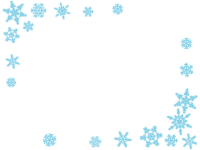 雪の結晶の水色2隅のフレーム飾り枠イラスト