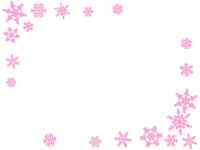 雪の結晶のピンク色2隅のフレーム飾り枠イラスト