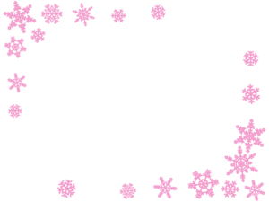 雪の結晶のピンク色2隅のフレーム飾り枠イラスト