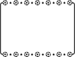 上下サッカーボールと星の白黒フレーム飾り枠イラスト