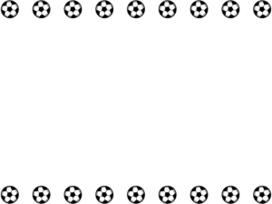 サッカーボールの白黒上下フレーム飾り枠イラスト