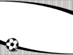 サッカーボールの白黒曲線上下フレーム飾り枠イラスト