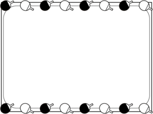 上下の卓球のラケットの白黒四角フレーム飾り枠イラスト