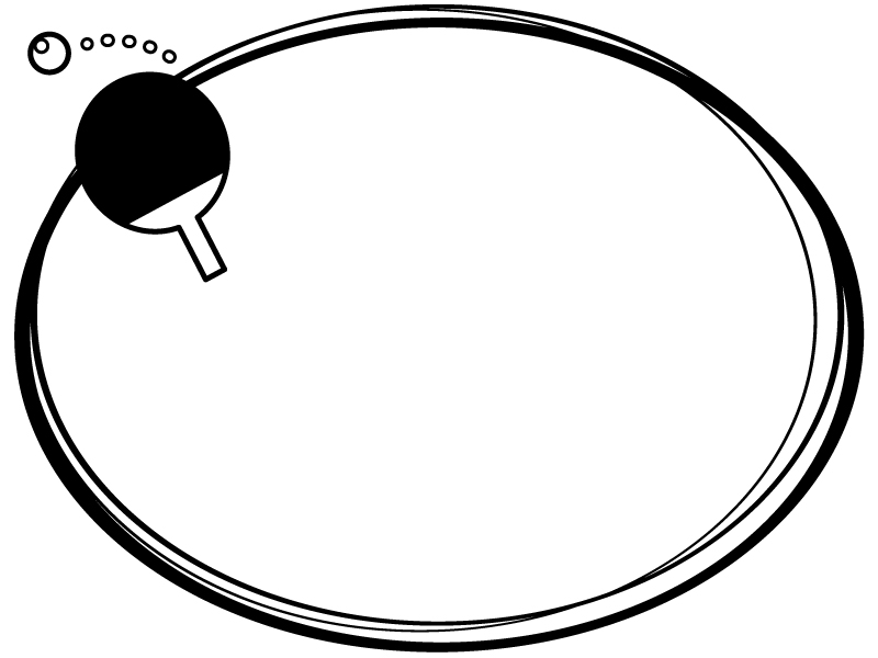 卓球のラケットの白黒楕円フレーム飾り枠イラスト 無料イラスト かわいいフリー素材集 フレームぽけっと