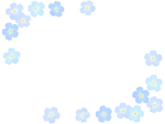勿忘草（ワスレナグサ）の花の二隅のフレーム飾り枠イラスト