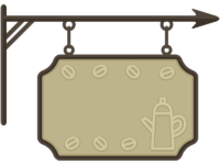 カフェ（コーヒー）の店看板のフレーム飾り枠イラスト