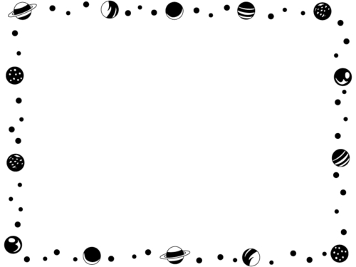 惑星の白黒囲みフレーム飾り枠イラスト