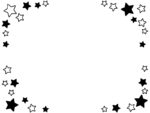 星を散りばめた白黒フレーム飾り枠イラスト