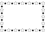 星（白黒）の囲みフレーム飾り枠イラスト