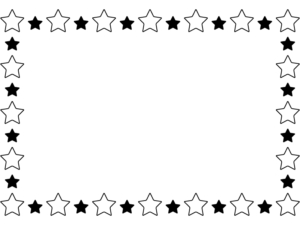 星（白黒）の囲みフレーム飾り枠イラスト