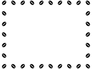 コーヒー豆の白黒囲みフレーム飾り枠イラスト