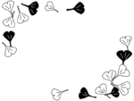 紅葉・イチョウの2隅の白黒フレーム飾り枠イラスト