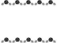 バラ（薔薇）白黒上下フレーム飾り枠イラスト
