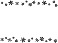 雪の結晶の白黒上下フレーム飾り枠イラスト02