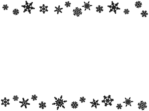 雪の結晶の白黒上下フレーム飾り枠イラスト02