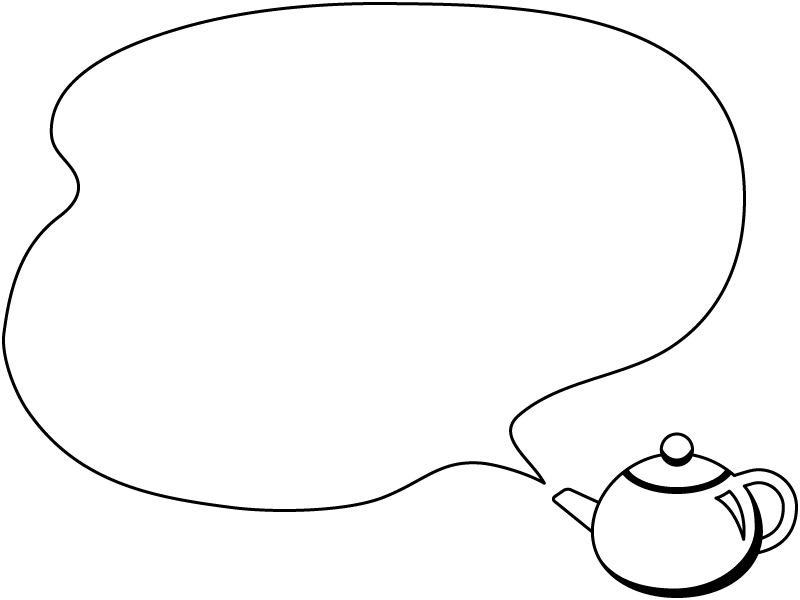 ティーポットの白黒吹き出しフレーム飾り枠イラスト 無料イラスト かわいいフリー素材集 フレームぽけっと