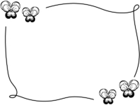 2隅のビオラ・パンジーの白黒手書き風フレーム飾り枠イラスト