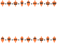 オレンジ色の釣りのウキの上下フレーム飾り枠イラスト