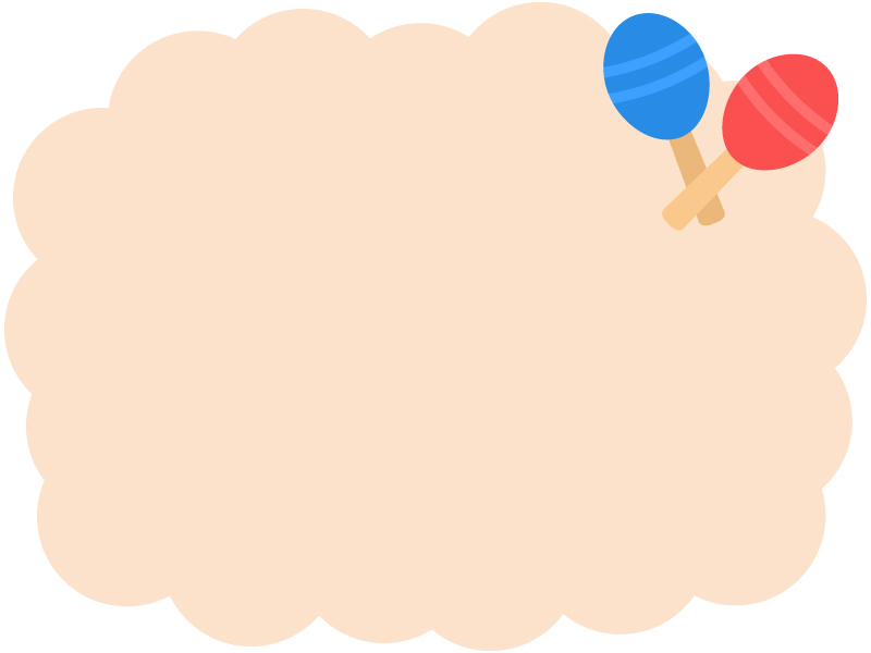 マラカスのオレンジ色もこもこフレーム飾り枠イラスト 無料イラスト かわいいフリー素材集 フレームぽけっと