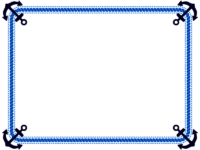 四隅の船の錨（いかり）と青いロープのフレーム飾り枠イラスト