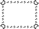 音符と四隅のタンバリンの白黒囲みフレーム飾り枠イラスト