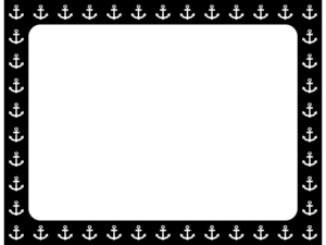 船の錨（いかり）の白黒囲みフレーム飾り枠イラスト