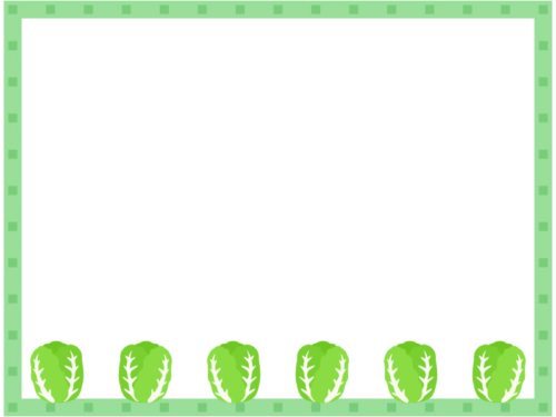 白菜の黄緑色四角フレーム飾り枠イラスト