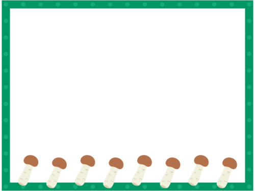 松茸の緑色四角フレーム飾り枠イラスト