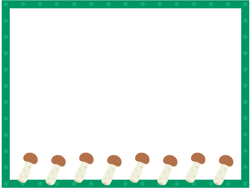 松茸の緑色四角フレーム飾り枠イラスト 無料イラスト かわいいフリー素材集 フレームぽけっと