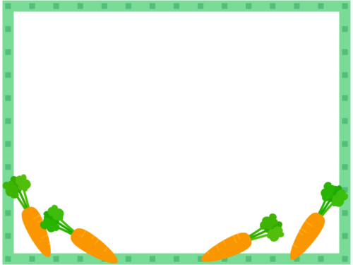 ニンジン(人参)の緑色四角フレーム飾り枠イラスト