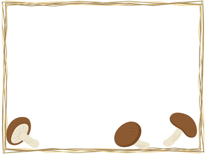 シイタケのランダム四角フレーム飾り枠イラスト | 無料イラスト