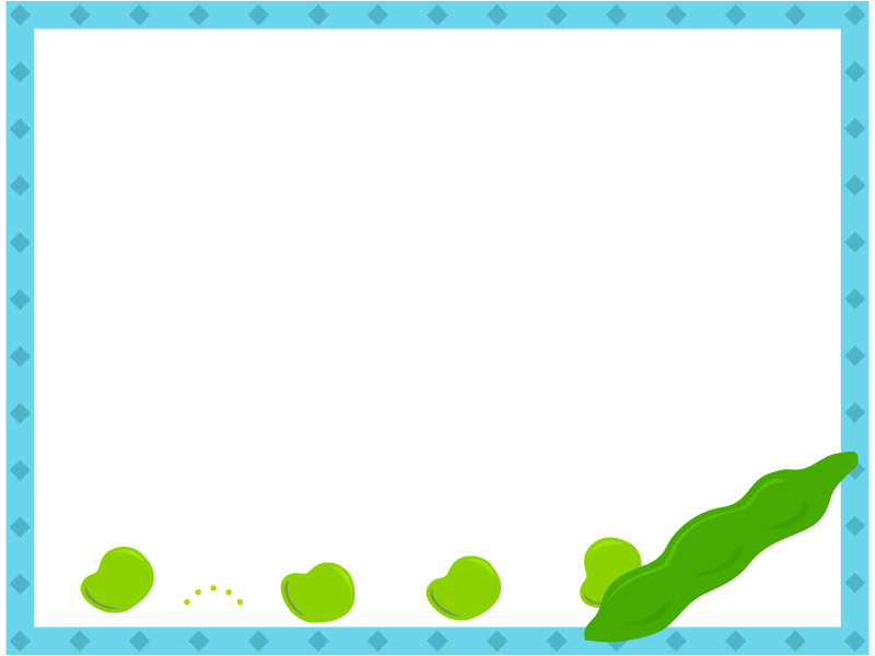 そら豆の水色四角フレーム飾り枠イラスト 無料イラスト かわいいフリー素材集 フレームぽけっと