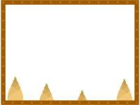 タケノコ(筍)の茶色四角フレーム飾り枠イラスト