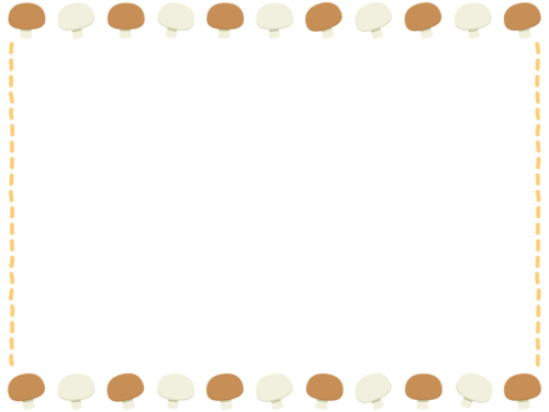 マッシュルーム・キノコと点線のフレーム飾り枠イラスト