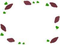 サツマイモと葉っぱの囲みフレーム飾り枠イラスト