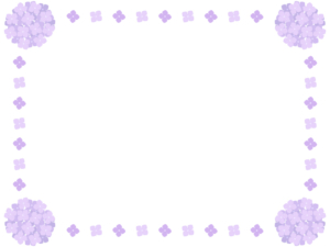 紫の紫陽花の花の囲みフレーム飾り枠イラスト