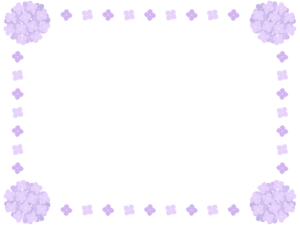 紫の紫陽花の花の囲みフレーム飾り枠イラスト