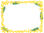 ミモザの花の囲みフレーム飾り枠イラスト