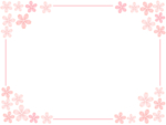 四隅の桜の花とピンク色の線のフレーム飾り枠イラスト