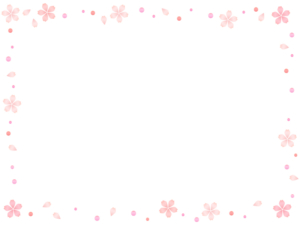 桜の花とピンク色の水玉のフレーム飾り枠イラスト