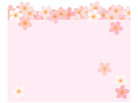 きれいな桜の花の飾りのピンク色フレーム飾り枠イラスト