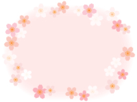 きれいな桜の花とふんわりピンク色楕円フレーム飾り枠イラスト