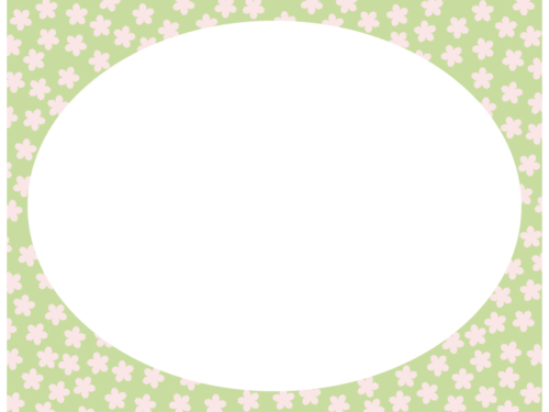 桜模様の和風楕円フレーム飾り枠イラスト