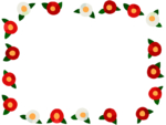 紅白の椿の花の囲みフレーム飾り枠イラスト