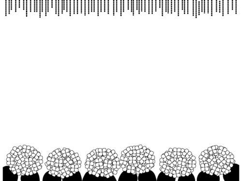紫陽花と梅雨の白黒上下フレーム飾り枠イラスト