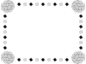 紫陽花の花の白黒囲みフレーム飾り枠イラスト