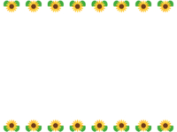 並んだひまわりの花の上下フレーム飾り枠イラスト